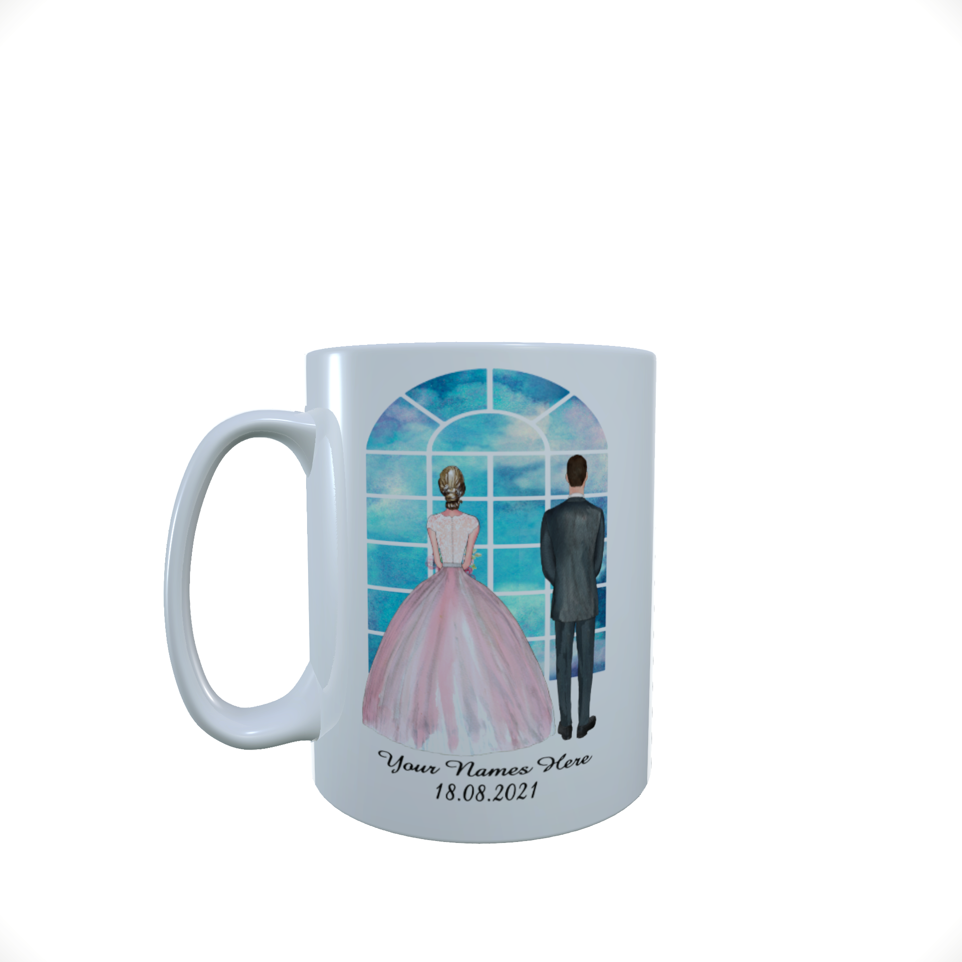 Bride & Groom Personalised Ceramic Mug, Custom Husband and Wife